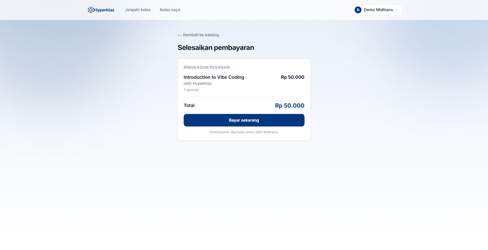 Hyperklas: Checkout