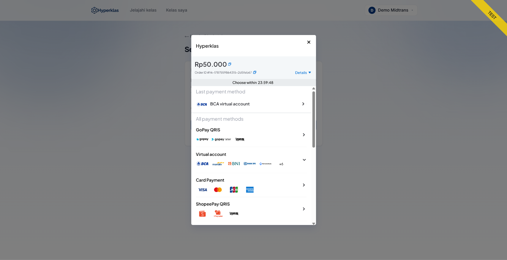 Hyperklas: Pembayaran Midtrans Snap